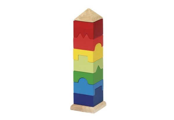 Turn multicolor de stivuire cu piese din lemn unice